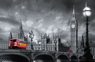 Fototapete - Riesenposter - London - Bus on Westminster Bridge - Klicken fr grssere Ansicht