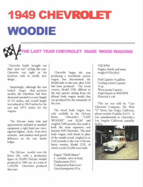 1949 CHEVY STYLELINE DELUXE 2 INFOSHEET